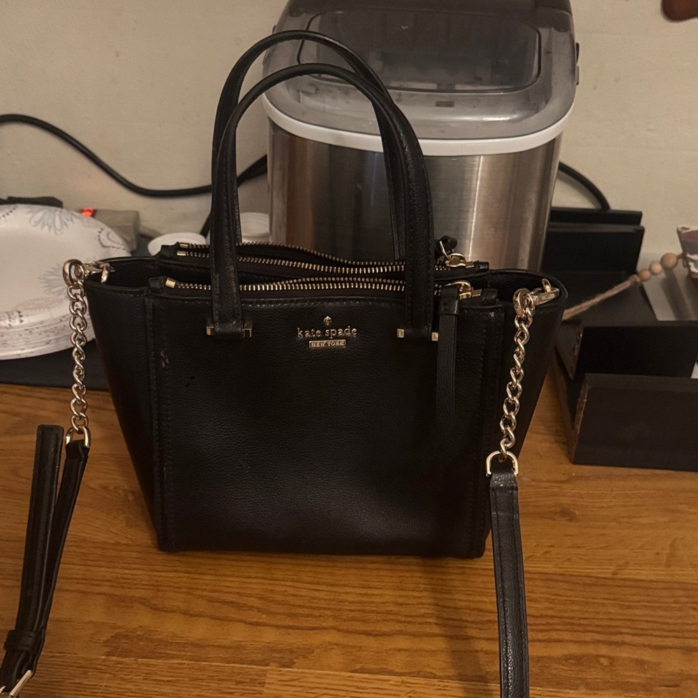 Kate Spade Black Satchel with Gold Accents